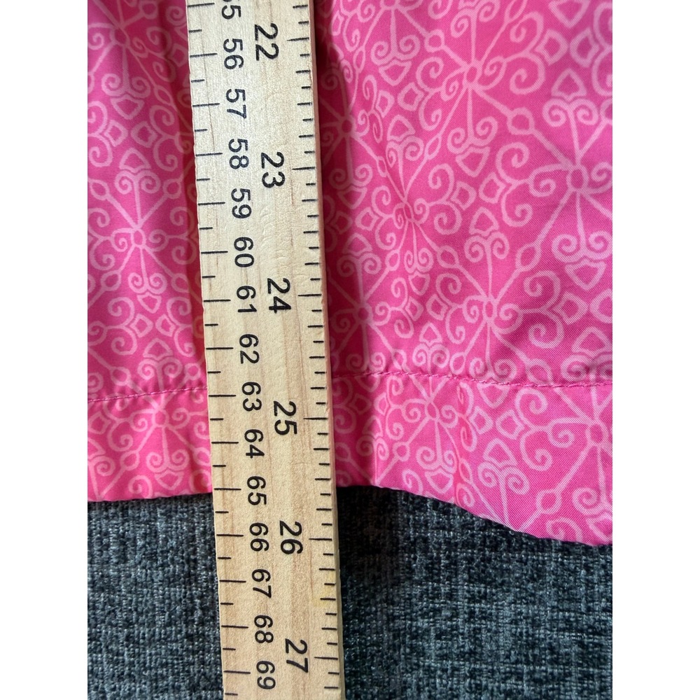 Columbia Pink Geometric Pattern Hooded Windbreaker Jacket Womens Medium 1625861 - Picture 13 of 13